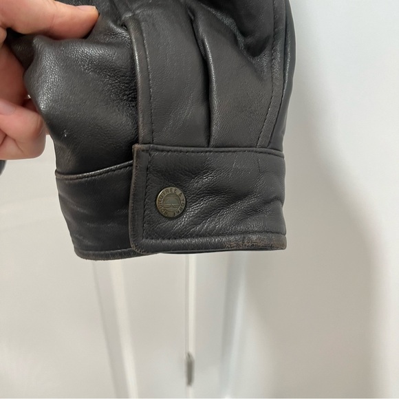 Vintage Roundtree & Yorke Leather Bomber Jacket Aviator Full Zip Black Vtg L - Picture 7 of 12